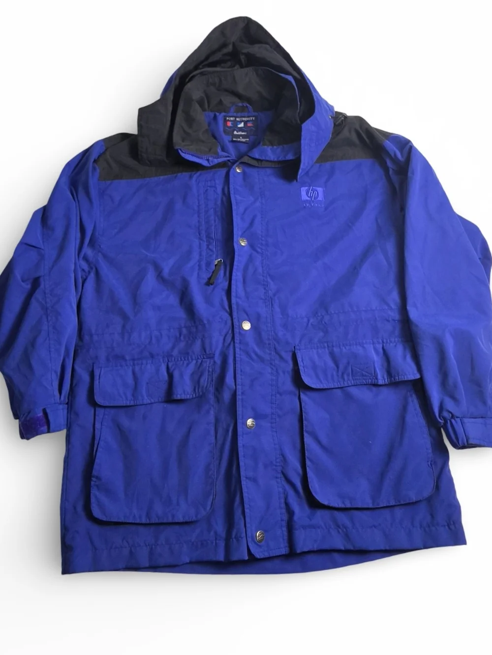 Port Authority Outdoors Blue Hooded Rain Jacket HP Invent Embroidered Logo Small